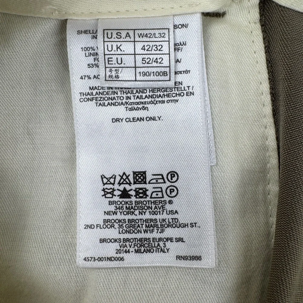 Brooks Brothers Madison Men Dress Pant Trouser 42x32 Altered 30 Taupe Brown Wool